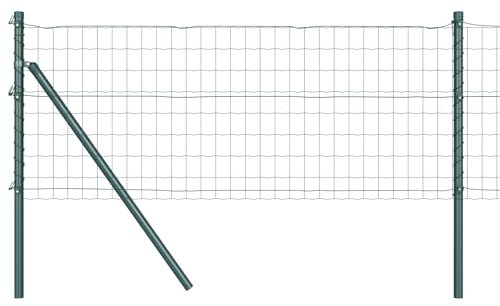 vidaXL Euro-Zaun mit 13 Pfosten, 0,8 x 25 m, aus verzinktem Stahl in Grün | Wetterfester Sichtschutzzaun, langlebig und perfekt fürs Garten oder zur Unterstützung von Maschendraht. Ideal für Terassen.
