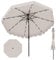 COSTWAY 10FT/3M Solar Garden Parasol, 8 Ribs Heavy-Duty Sun Shade Canopy with 24 LED Lights, Crank Handle, Tilt Adjustment and Ruffled Edges, Outdoor 2-Tier Market Table Umbrella (Beige)