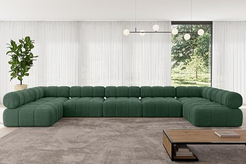 ALTDECOR Modulares Sofa Ecksofa in U-Form Corner modular Sofa Eckcouch Couch Wohnlandschaft Cauchsofa Polstersofa Garvo-U3-475x190x70 cm Grün