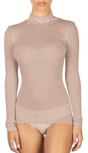 EGI Maglia Manica Lunga Lupetto Donna Pizzo Micro Wool Lana e Microfibra Invernale Made in Italy, Art.304
