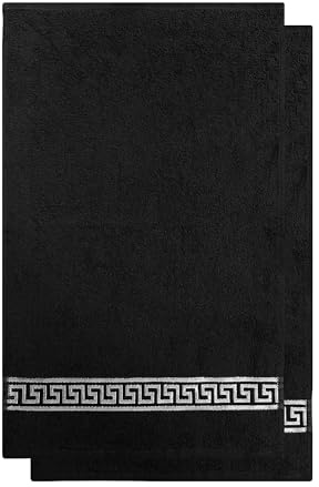 Belle Arti Mäander Löwe Luxus Handtücher Schwarz Silber – 100% Baumwolle, Öko-Tex, saugstark & weich – Ideal für Bad, Sauna & Sport (Set 2-TLG. - 30 x 50 cm)