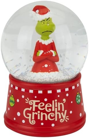 PMS Grinch Offiziell lizenzierte Schneekugel aus Kunstharz, 10 cm, Feeling Grinchy Basis, Weihnachts-Ornament mit glitzerndem Schneeeffekt, Saisonales Ausstellungsstück
