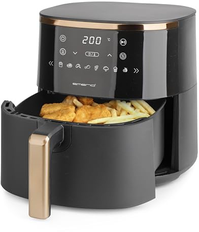 EMERIO AF-132735.1 Friteuse numérique XL à air chaud, avec 4,2 l, AirFryer, édition cuivre, friture sans huile supplémentaire, 8 programmes automatiques, Cool Touch, 60 °C à 200 °C, minuterie