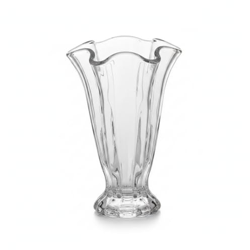 Vase en Cristal, Vase à Fleurs en Verre sur Pied nervuré Transparent-vases en Verre Transparent pour la décoration intérieure 8, 9x6, 1 Pouces