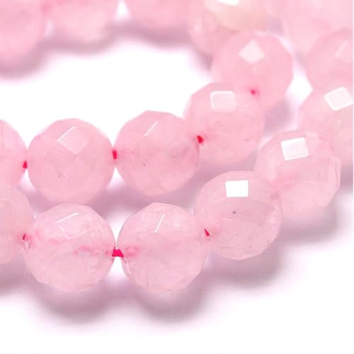 Pink Rose Quartz Beads Faceted Round 8mm Strand of 45+