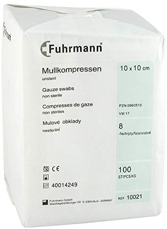 MULLKOMPRESSEN 10x10 cm unsteril 8fach 100 St