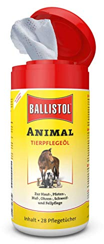 BALLISTOL 26575 ANIMAL Tierpflege-Öl 28 Pflegetücher – Haut-Pflege, Fell-Pflege, Huf-Pflege – Für Heim-, Hof-, Haustiere