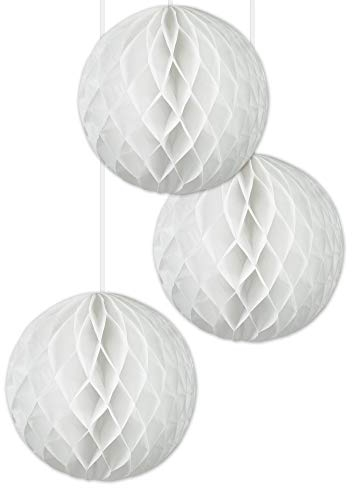 EinsSein 3 x Honeycomb WABENBÄLLE Supreme Weiss DM 25cm Hochzeit Wedding Wabenball Dekoration Lampion