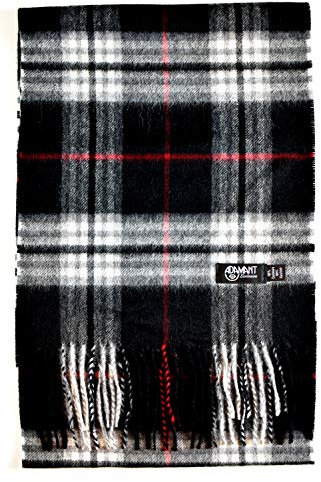 ADAMANT 100% Reines Kaschmir, Herren/Damen-Unisex- Schal - superweich - 180cm lang - STANDARDMAß - EINFARBIG oder KARIERT -feines Flaumhaar - schwarz Karo