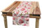 ABAKUHAUS Blumen Tischläufer, Vintage Tea Cups Roses, Esszimmer Küche Rechteckiger Dekorativer Tischläufer, 40 x 180 cm, Farngrün Hellrosa