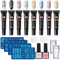 TopDirect 8ml Stamping Gel Nagellack Set 8 Farben mit 4pcs Nail Art Plates Nagelstempel Templates + 2 x 8ml Liquid Latex Peel Off Tape + 2pcs Stampers mit 2 Schabern Maniküre Nagel Werkzeug