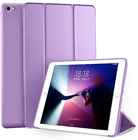 DTTO Hülle für iPad Air 2 (2014 Release), Ultradünn Leichte Stand Schutzhülle Shell mit Flexibler Weicher TPU-Rückseite für Apple iPad Air 2 (Modell A1566/A1567), Lila
