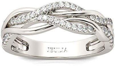 Jeulia Damen Verflochten Ringe Sterling Silber Einfache Ringe Schmuck für Verlobungsring Trauring Ehering (53 (16.9))