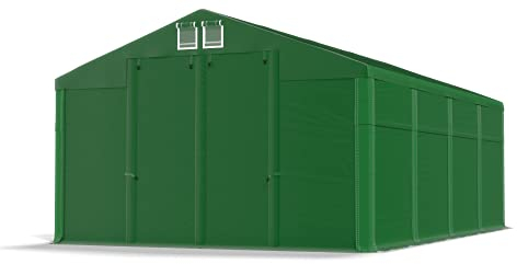 DAS COMPANY Lagerzelt 5x8x2.5m Wasserdicht Dunkelgrün Zelt 560g/m² PVC Plane Ganzjährig Zelthalle Winter SD - Zeltgarage Winterfest - Dachzelt Hartschale - Zeltgarage - Winterzelt Pavillon - Weidezelt