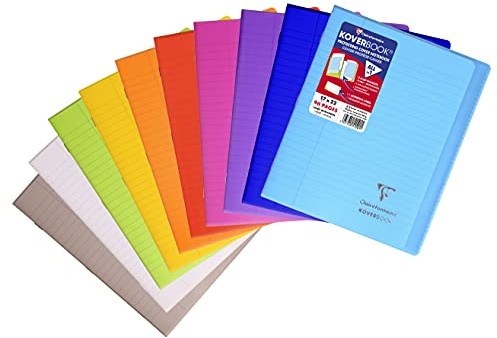 Clairefontaine 951501C - Heft Koverbook 17 x 22, liniert mit Rand, 48 Blatt, 90g, 1 Stück, sortierte Farben