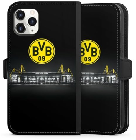 DeinDesign Klapphülle kompatibel mit Apple iPhone 11 Pro Handyhülle aus Kunst Leder schwarz Flip Case BVB Stadion Borussia Dortmund