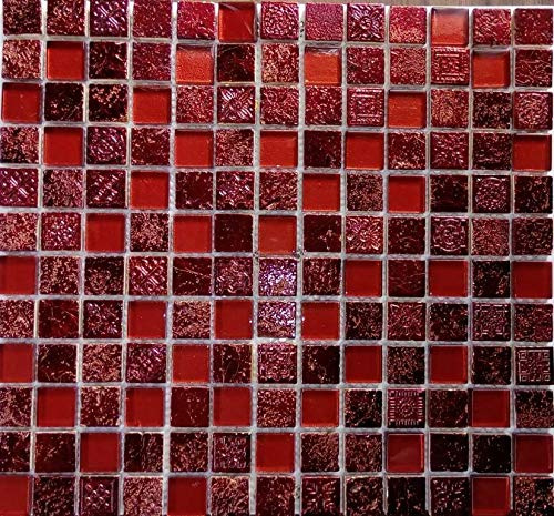 Mosaik Fliese Transluzent rot Glasmosaik Crystal Resin rot für WAND WC KÜCHE FLIESENSPIEGEL THEKENVERKLEIDUNG Mosaikmatte Mosaikplatte