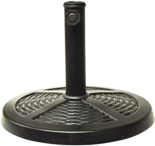 Garden Mile Round Rattan Effect Garden Parasol Umbrella Base - Heavy Duty Strong Stable Hardwearing Furniture Umbrella Stand for Patio, Garden, Outdoor, Yard Decor - Black (10Kg)