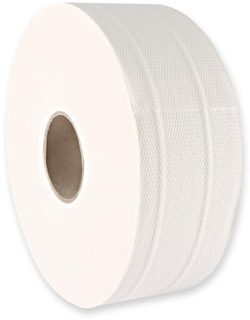 HygoClean Toilettenpapier Jumbo, 2-lagig, Klopapier 6 Rollen à 2115 Abrisse, hochweißes WC-Papier aus Zellulose, 380m pro Rolle, reißfeste und geprägte Oberfläche, für stark frequentierte Sanitärräume