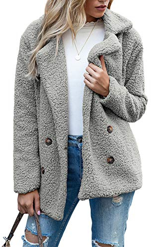 Boutons d'automne Et d'hiver, Revers, Cardigan en Molleton Ample, Manteau De Laine GâTeau De Mouton Femmes, Vestes, Hauts