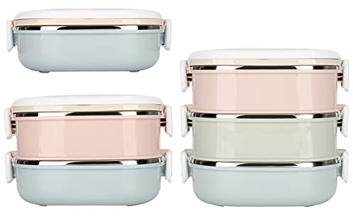 Atyhao Tragbare -Box aus Edelstahl für Kinder und Erwachsene, stapelbarer auslaufsicherer Lunchbox-isolierter thermischer Lebensmittelbehälter(1 Layer)