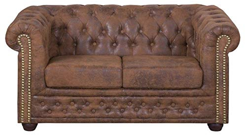 jvmoebel Chesterfield York Gobi 2 Sitzer Leder Couch Polster Sofas Couchen Neu
