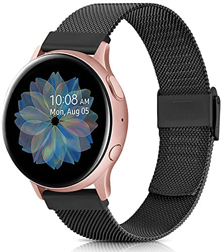 Metallo Cinturino 20mm per Samsung Galaxy Active 2 40mm 44mm/Active 40mm/Galaxy Watch 4/Galaxy Watch 3 41mm, Cinturini con Strumenti (Nero)