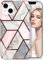 Imikoko Compatible with iPhone 13 Case, Marble Pattern Sparkle Cover for iPhone 14 6.1 Inch