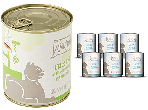 MjAMjAM - Premium Nassfutter für Katzen - leckeres Rind an gedämpftem Kürbis, 6er Pack (6 x 800 g) & Premium Nassfutter für Katzen - zarte Ente & Geflügel an leckeren Möhrchen, 6er Pack (6 x 800 g)
