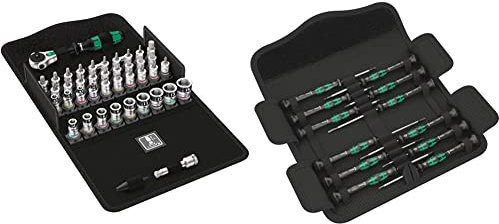 Wera Zyklop Speed 8100 SA All-in Ratchet Set, 1/4 Drive, Metric, 42pc, 05003755001 & 73675 Kraftform Micro Precision Screwdriver Set, 12 Pieces