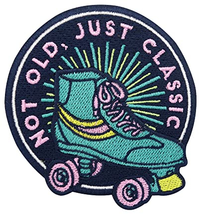 Finally Home Not old, just Classic Rollschuhe Patch zum Aufbügeln | Retro Patches, Vintage Bügelbild, Old School Flicken, Skate Bügelpatches, Aufbügler, Neon Aufnäher