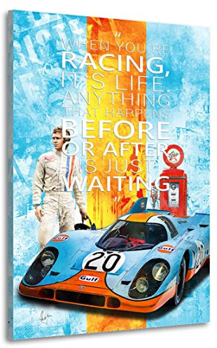 Kunstgestalten24 Leinwandbild Steve McQueen Gulf Racing Wandbild Kunstdruck Hobbyraum Deko Übergrößen