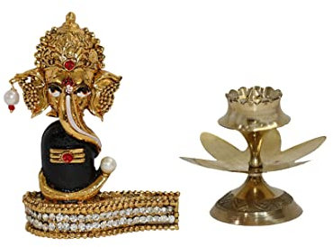 Universal Hub Lord Ganesha Auto Armaturenbrett Statue Prunkstück Indische dekorative Metallskulptur Ganpati Murti Idole Figuren Hindu Tempel Dekoration Diwali Geschenke