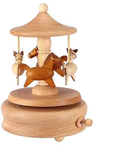 Karussell Windup Spieluhr, Holz Musik Spielzeug Karussell Weihnachten Spieluhr Pferdekarussell Dekoration Weihnachten