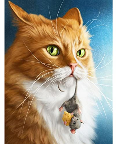 Cukol Kreuzstich Stickpackungen Vorgedruckt Set Erwachsene, Stickvorlagen Stickbilder Vorgedruckt Kreuzstich Stickpackung Sticken Stickbild Set für Erwachsene Anfänger Katze, Cross Stitch Kit