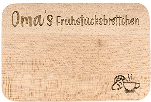 Spruchreif | Frühstücksbrettchen mit Gravur „Oma´s Frühstücksbrettchen“ – Geschenk für Großeltern & Oma | Brotzeitbrett mit Gravur