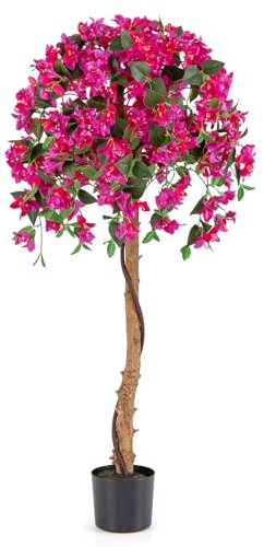 COSTWAY Arbre Artificiel de 135CM en Soie Synthétique en Pot, Fausse Azalées 576 Fleurs 288 Feuilles sans Entretien, Décoration Réaliste et Moderne pour Salon Balcon Chambre Bureau