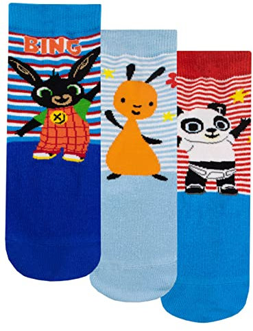 Bing Kids Socken 3 Pack weiche Knöchelsocken für Jungen oder Mädchen Mehrfarbig 27-30