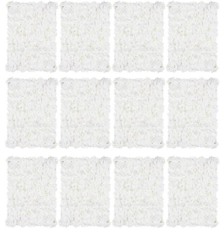 Künstliche Blumen Wand Kunstblumen Deko: Blosmon 12Stück Elfenbeinweiß Blumengestecke Blumenwand Hortensien Dekoblumen Unechte Seidenblumen Gesteck Fur Hochzeit Balkon Garten Wohnzimmer Tisch Wanddeko