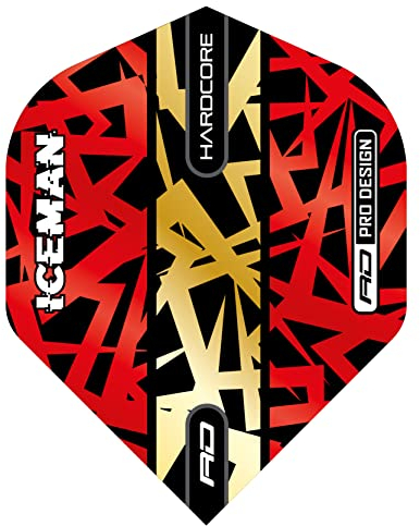 RED DRAGON Hardcore Gerwyn Price Rot und Gold Premium Standard Dartflug - 3 Set pro Packung (insgesamt 9 Dart-Flights)