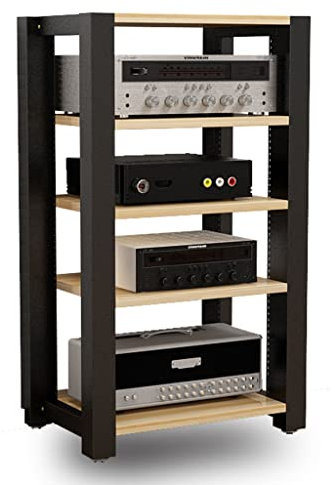 Bücherregal,Füße 5-lagiger HIFI-Audioschrank Verstellbare Funktion TV-Schrank Soundgeräte-Rack mit Stoßdämpfer Geräteschrank