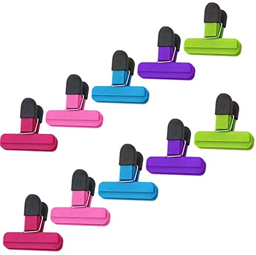 Food Clips,10Pcs Reusable Multicoloured Clips for Food Storage, Sturdy Sealing Clips to Keep Food Fresh Freezer Sandwich Bag Ideal for Snacks Coffee Home Kitchen Office Travel Camping