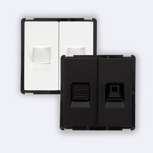 LEDKIA LIGHTING Toma RJ45 CAT 6 Internet + RJ11 Teléfono Modern Blanco