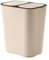 F Fityle Poubelle de séparation sèche et Humide Poubelle de Bureau 2 Compartiments Poubelle à Surface Lisse pour Porche, Chambre, Appartements, buanderie, Beige