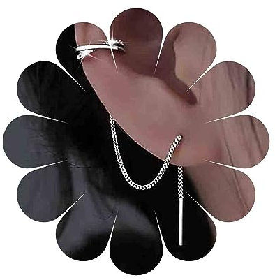 Inateannal Orecchini a catena con polsini a cerchio e cz Orecchini a catena con nappe lunghe Orecchini a cerchio in argento con catena a goccia Orecchini con infila catena di cristallo per