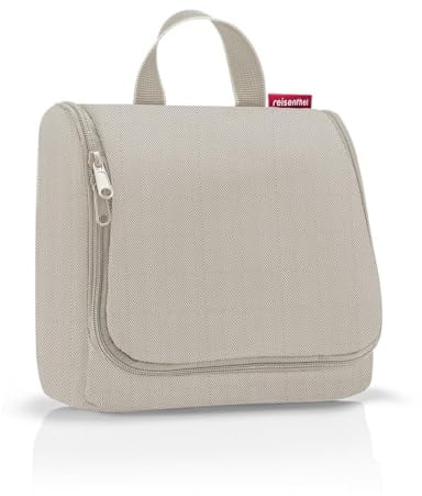 reisenthel toiletbag - praktischer Kulturbeutel mit Haken, wasserabweisendes Material, Couleur:herringbone sand
