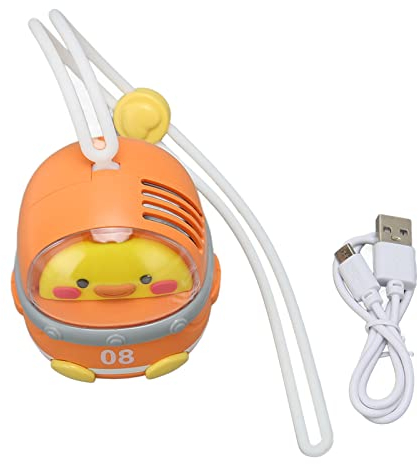 Collier Ventilateur Rechargeable Petit Ventilateur Suspendu Usb Niveaux Paresseux sans Feuilles pour Mini Petit Ventilateur Portable Suspendu Pinceaux (canard)