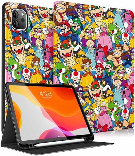 Koecya Funda para iPad Pro de 12.9 pulgadas 2022/2021/2020/2018 para niños, adolescentes, niños, niñas, mujeres, soporte para lápices de anime, bonito diseño de dibujos animados Kawaii para Apple iPad