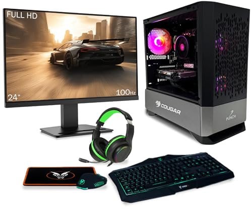 Fierce PC Gaming 24 Monitor Bundle - AMD Ryzen 5 5500 3.6-4.2GHz,RTX 3050 8GB, 16GB RAM 3200MHz,1TB NV3 M.2 NVME SSD, 500W PSU, Windows 11, Keyboard, Mouse, Headset