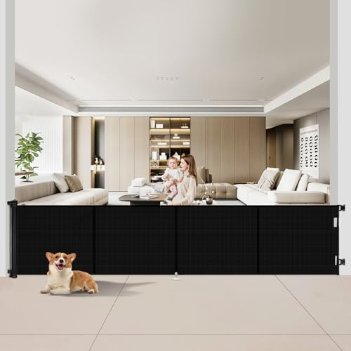 Upgrade - Puertas retráctiles extra largas de 200 pulgadas, puertas de bebé extra anchas de 42 pulgadas de alto para aberturas súper anchas, puertas retráctiles para perros para la casa interior y
